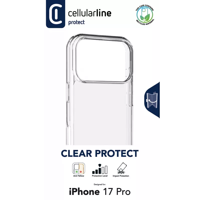 Cellularline Clear Protect - iPhone 17 Pro Hartschale mit Gummirändern