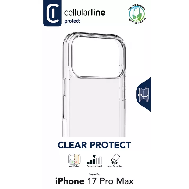 Cellularline Clear Protect - iPhone 17 Pro Max Hartschale mit Gummirändern