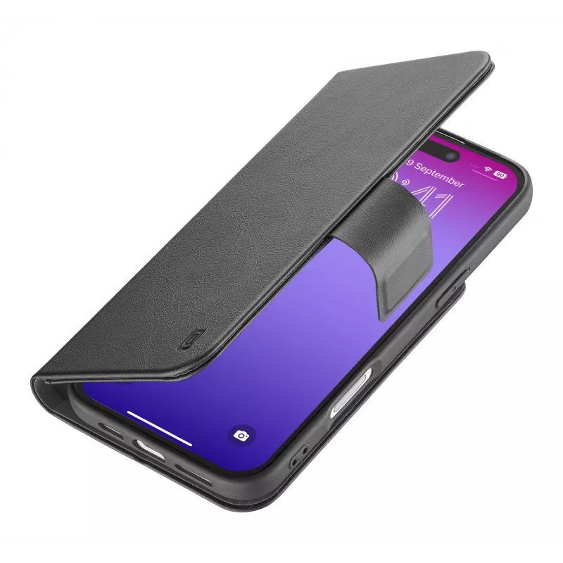 Cellularline Book Agenda – iPhone 17 Pro Lederoptik-Buchhülle mit Magnetverschluss