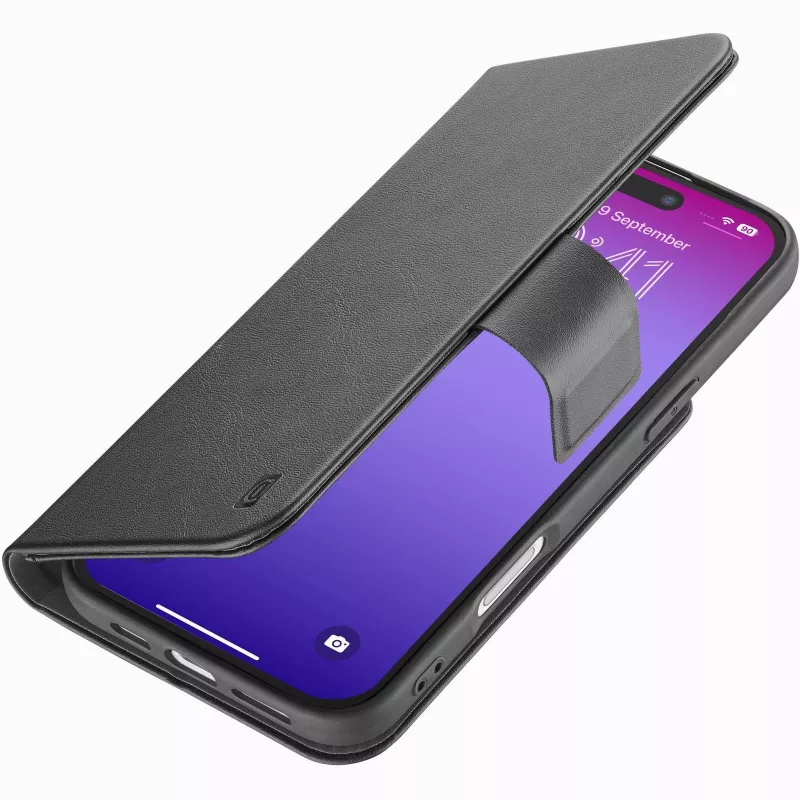 Cellularline Book Agenda – iPhone 17 Pro Lederoptik-Buchhülle mit Magnetverschluss