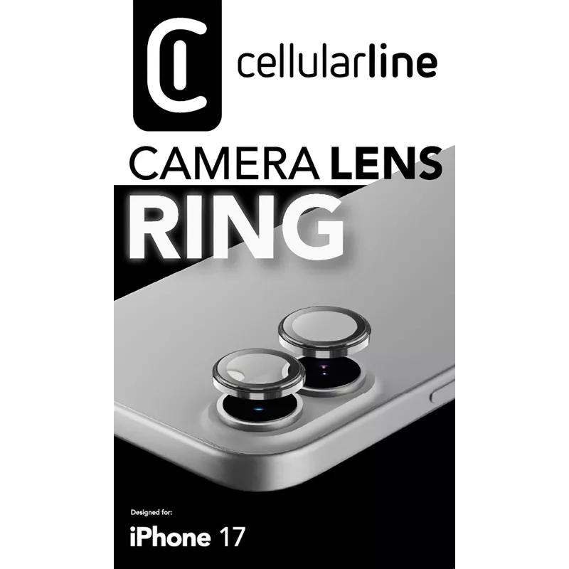 Cellularline Kamera-Linsenring - iPhone 17 Gehärtetes Glas für Kameraschutz
