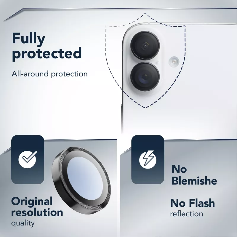 Cellularline Kamera-Linsenring - iPhone 17 Gehärtetes Glas für Kameraschutz