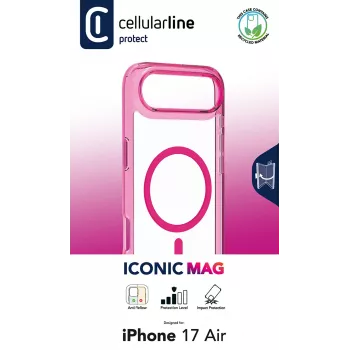 Cellularline Iconic Mag - iPhone Air Transparente Hülle mit farbigen Rändern, kompatibel mit dem MagSafe-Ökosystem