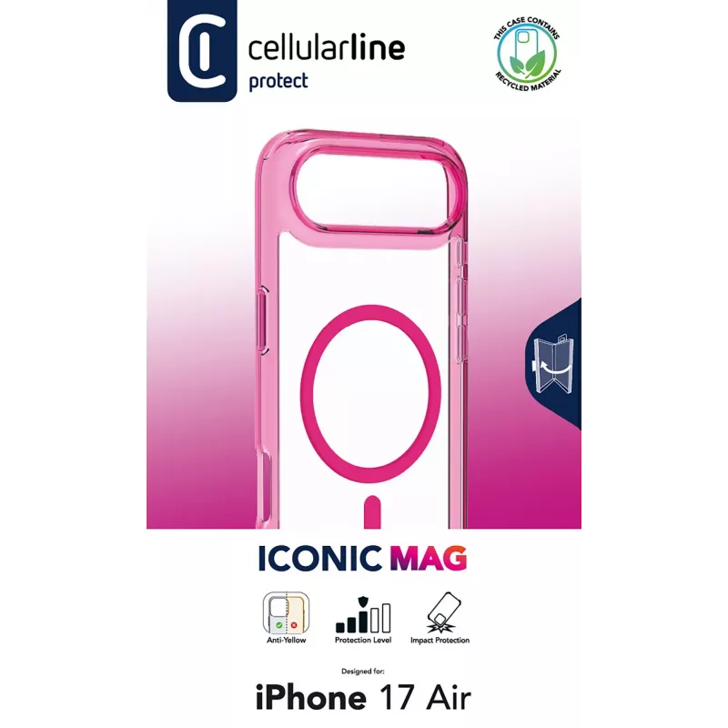 Cellularline Iconic Mag - iPhone Air Transparente Hülle mit farbigen Rändern, kompatibel mit dem MagSafe-Ökosystem