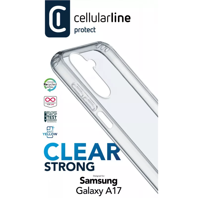 Cellularline Clear Strong – Galaxy A17 Hartschalenhülle mit Gummirändern