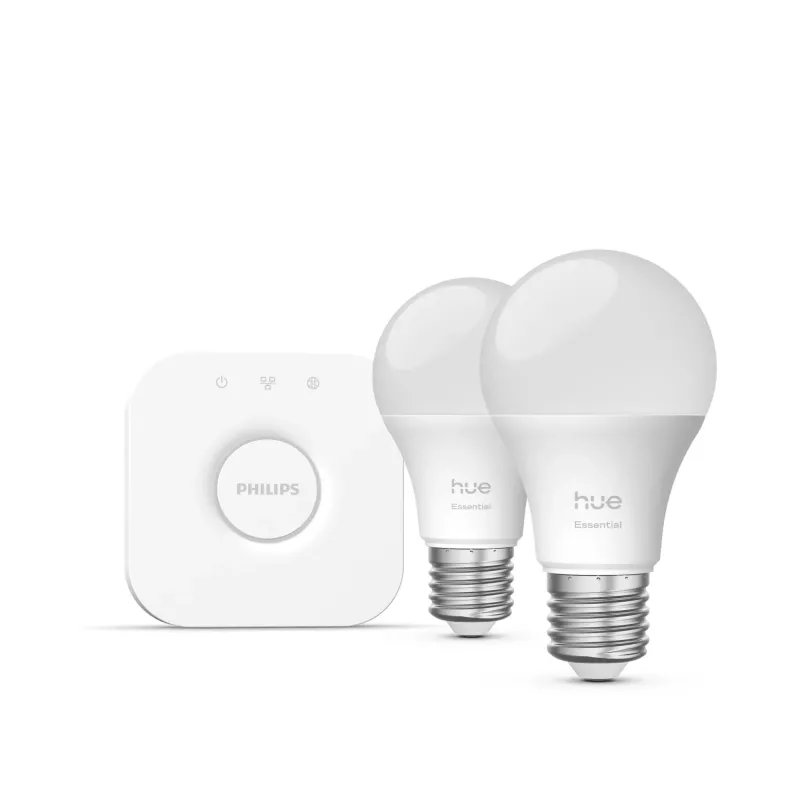 Philips Hue White and colour ambience Essential Starter-Kit: 2 E27 Smart-Lampen (806 lm)