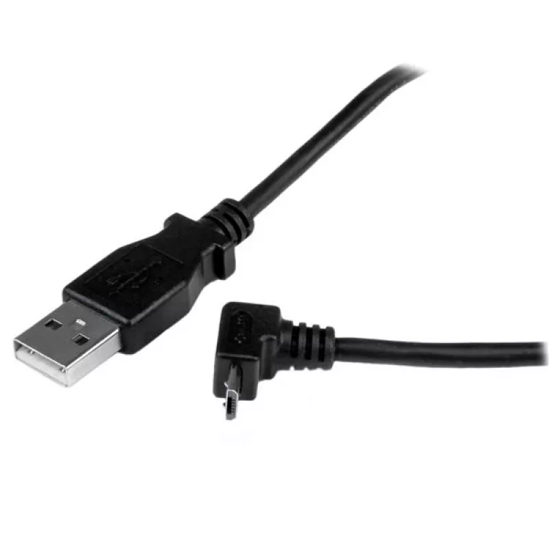 StarTech.com 2m Micro-USB-Kabel - A auf Micro B abgewinkelt, 2 m, USB A, Micro-USB B, USB 2.0, Male/Male, Schwarz