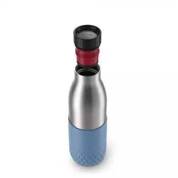 EMSA Bludrop Sleeve N3110700 Trinkflasche Fitness, Sport 500 ml Edelstahl Blau, Edelstahl
