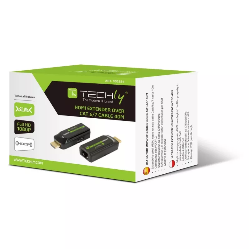 Techly IDATA EXT-E70S AV-Extender AV-Sender & -Empfänger Schwarz