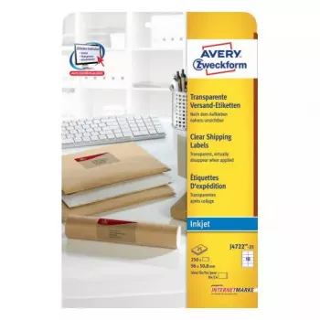 Selbstklebeetikett Avery J4722-25 Abgerundetes Rechteck Transparent