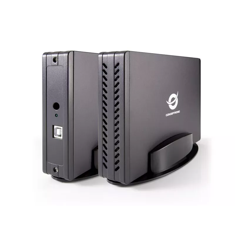 Conceptronic 3,5-Zoll-Festplattenbox, HDD-Gehäuse, 3,5 Zoll, Serial ATA, Serial ATA II, Serial ATA III, 0,48 Gbit/s, USB-Anschluss, Schwarz