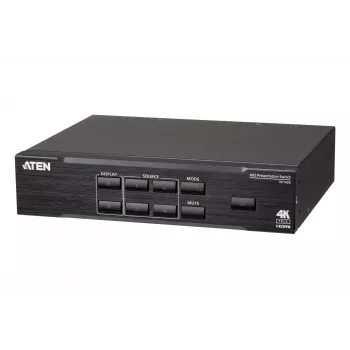 ATEN 4 x 2 True 4K Präsentations-Matrix-Switch, Media-Präsentations-Matrix-Umschalter, 4096 x 2160 Pixel, 4096 x 2160, 3840 x 2160, Schwarz, Metall, Tasten