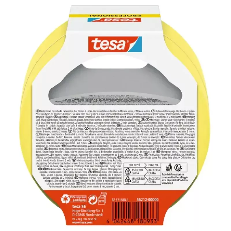 Klebeband Tesa 56212-00000-02, Abdeckband, 25 m × 25 mm, gelb, 2er-Pack