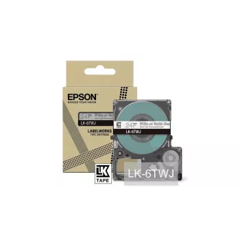 Etikettenband Epson LK-6TWJ Transparent Weiß Thermotransfer 2,4 cm
