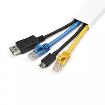 StarTech.com Solide Kabelkanal mit Klebeband & Abdeckung, 32 mm B x 11 mm H – 1 m Länge, PVC Netz-/Stromkabelversteck/Wandkabelkanal, Max. 12 Kabel, UL-gelistet