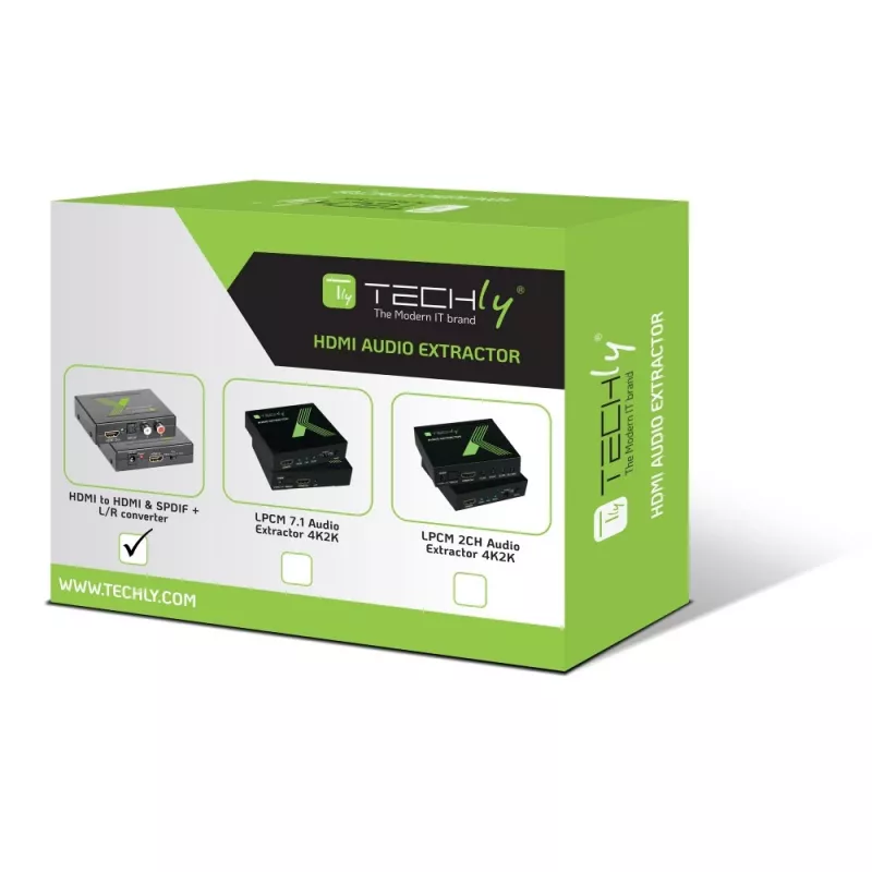 Techly Audio Extractor HDMI SPDIF + Cinch R/L IDATA HDMI-EA, 5 V, 77 mm, 64 mm, 23 mm, 351 g