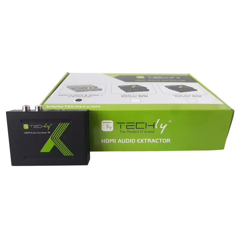 Techly Audio Extractor HDMI SPDIF + Cinch R/L IDATA HDMI-EA, 5 V, 77 mm, 64 mm, 23 mm, 351 g