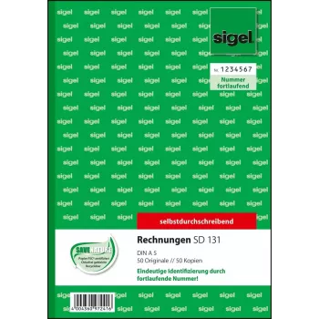 Geschäftsformular Sigel SD131 A5 Weiß Gelb 100 Blatt