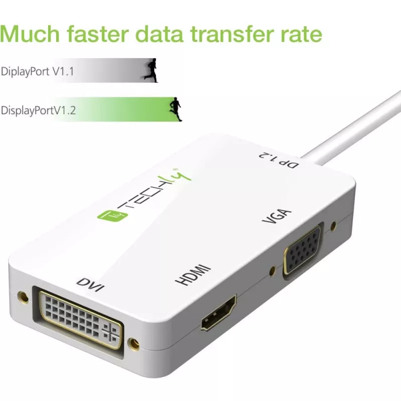 Techly Adapter 3 in 1 Mini DisplayPort (Thunderbolt) auf HDMI / DVI / VGA IADAP MDP-COMBOF12