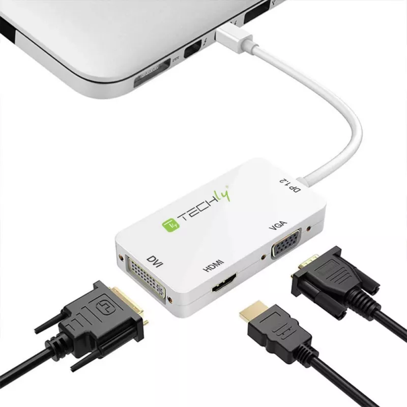 Techly Adapter 3 in 1 Mini DisplayPort (Thunderbolt) auf HDMI / DVI / VGA IADAP MDP-COMBOF12