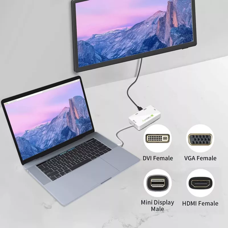 Techly Adapter 3 in 1 Mini DisplayPort (Thunderbolt) auf HDMI / DVI / VGA IADAP MDP-COMBOF12