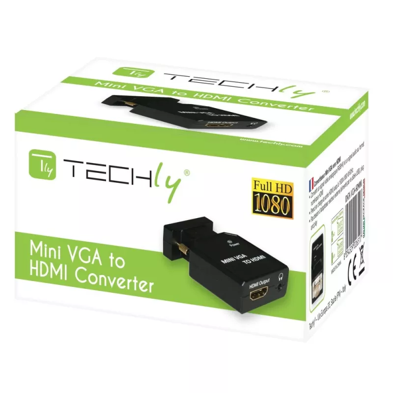 Techly Mini-Konverter VGA und Audio zu HDMI IDATA VGA-HDMINI