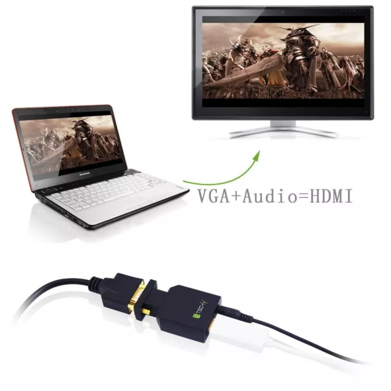 Techly Mini-Konverter VGA und Audio zu HDMI IDATA VGA-HDMINI