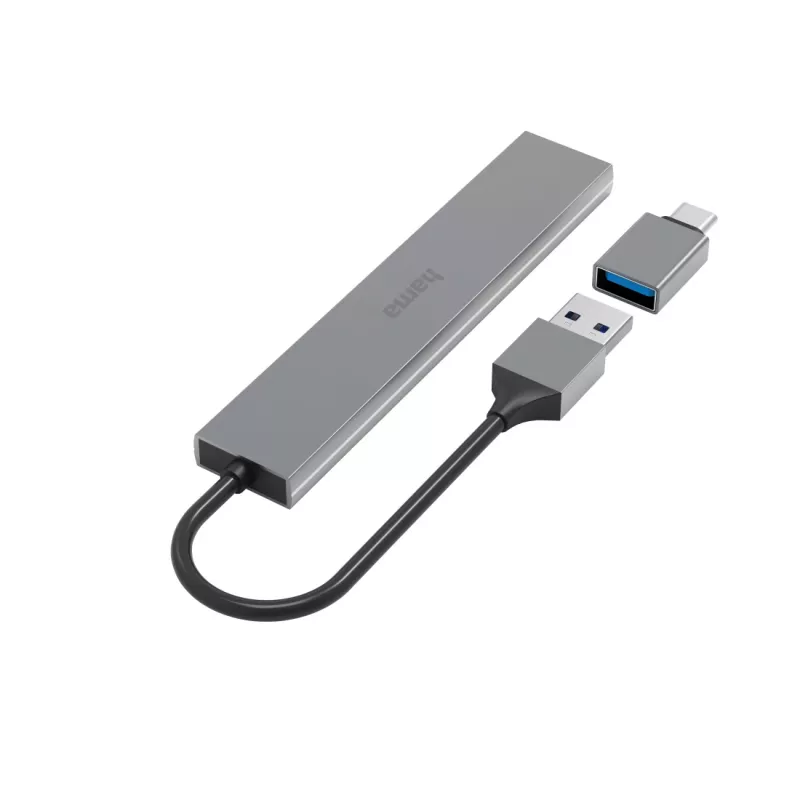 Hama 00200141 Schnittstellen-Hub USB 3.2 Gen 1 (3.1 Gen 1) Typ-A 5000 Mbit/s Grau