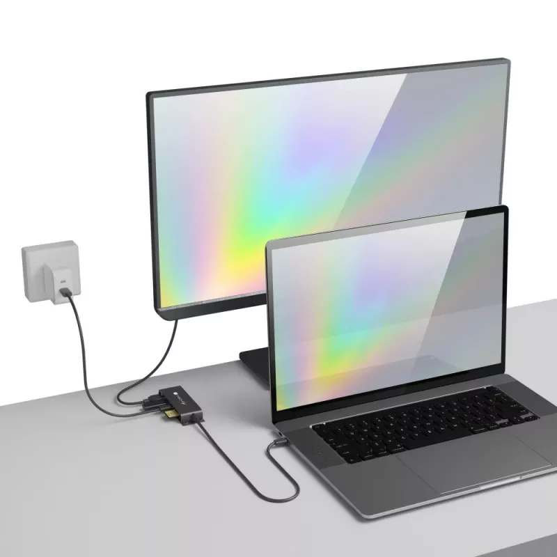 Techly IADAP-USBC-935 Laptop-Dockingstation/Port-Replikator Kabelgebunden USB 3.2 Gen 1 (3.1 Gen 1) Typ-C Schwarz