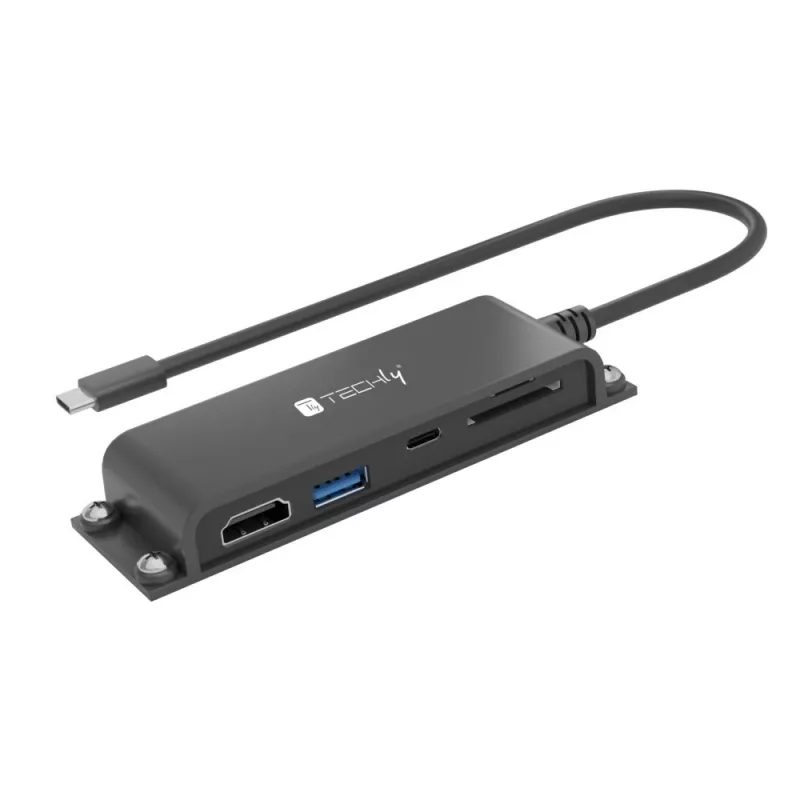 Techly IADAP-USBC-935 Laptop-Dockingstation/Port-Replikator Kabelgebunden USB 3.2 Gen 1 (3.1 Gen 1) Typ-C Schwarz