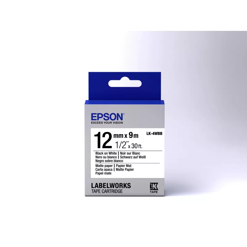 Epson Etikettenkassette Mattes Papier LK-4WBB Schwarz/Weiß 12mm (9m)