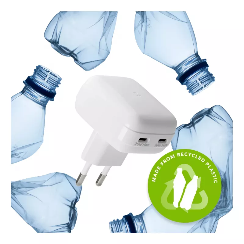 Wandladegerät d bramante re-charge Pro EU flach 2×USB-C 20W Weiß (Indoor)
