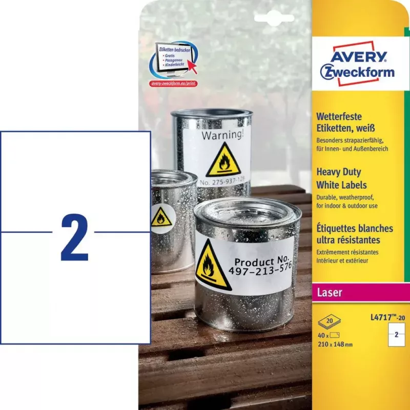 Selbstklebe-Etikett Avery L4717-20 Abgerundetes Rechteck