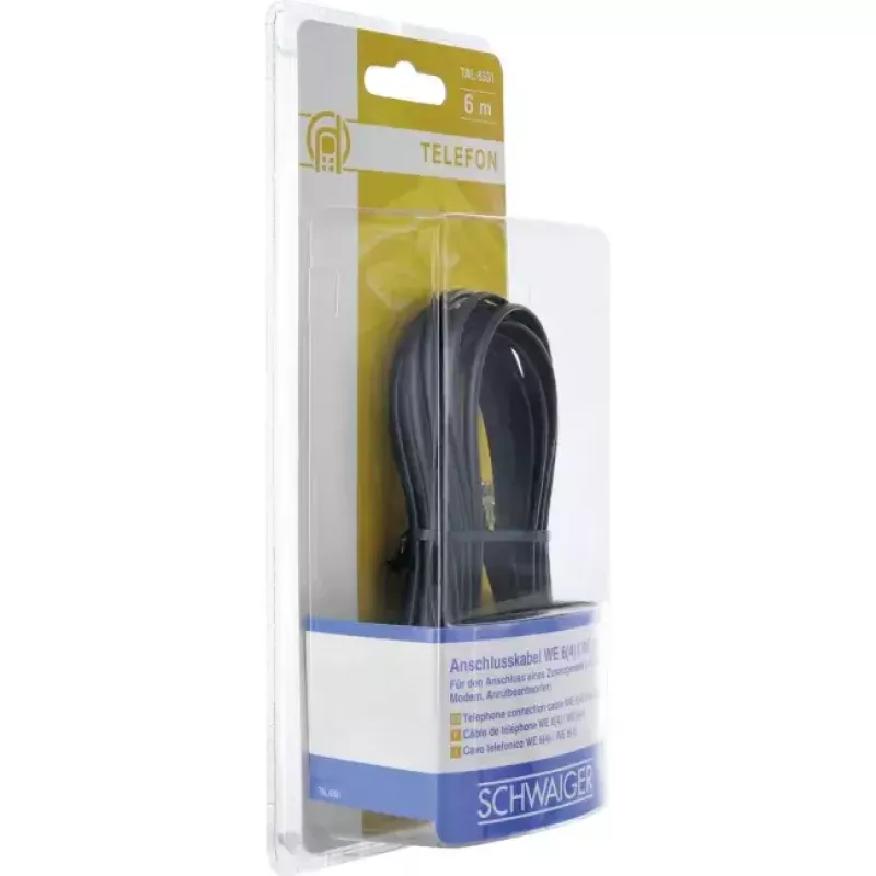 Netzwerkkabel Schwaiger 6,0 m RJ-11 - RJ-11 6 m Schwarz