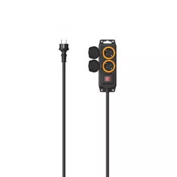 Hama 00223062 Stromverlängerung 2 m 2 AC-Steckdosen Outdoor Schwarz