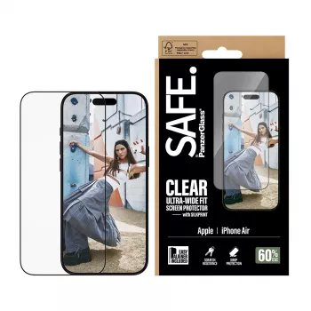 Displayschutz PanzerGlass SAFE für iPhone 17 Ultra‑Wide Fit mit schwarzem Rahmen