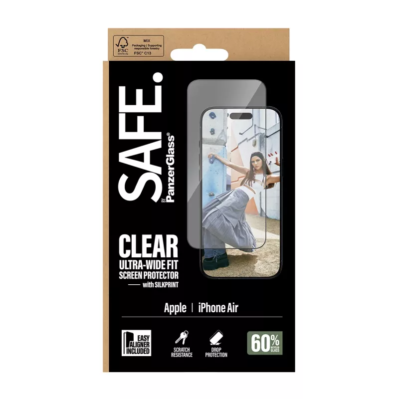 Displayschutz PanzerGlass SAFE für iPhone 17 Ultra‑Wide Fit mit schwarzem Rahmen