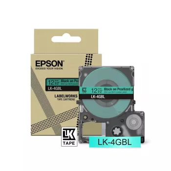 Labelband Epson LK-4GBL Schwarz auf Grün 1,2 cm x 9 m