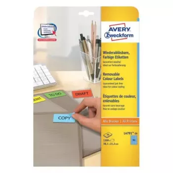 Selbstklebendes Etikett Avery L4791-20 Abgerundetes Rechteck Wiederablösbar