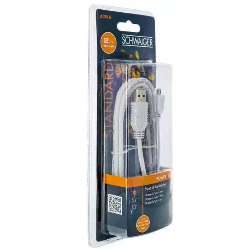 USB-Kabel Schwaiger LK200M532 2m USB A auf Micro-USB A Weiß