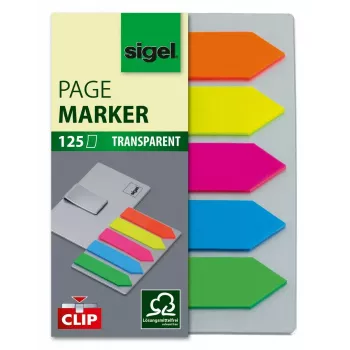 Lesezeichen Sigel HN611 Flexibles Lesezeichen Blau Grün Orange Pink Gelb 125 Stück