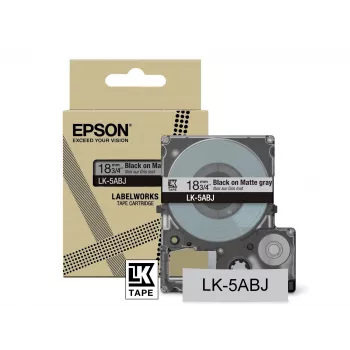 Epson Mattes Band – Grau/Schwarz 18 mm (8 m) – LK-5ABJ, Schwarz auf Grau, LK, Rhino, LabelWorks LW-C410, LabelWorks LW-C610, 1,8 cm, 8 m