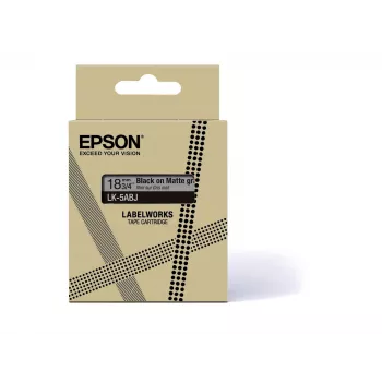 Epson Mattes Band – Grau/Schwarz 18 mm (8 m) – LK-5ABJ, Schwarz auf Grau, LK, Rhino, LabelWorks LW-C410, LabelWorks LW-C610, 1,8 cm, 8 m
