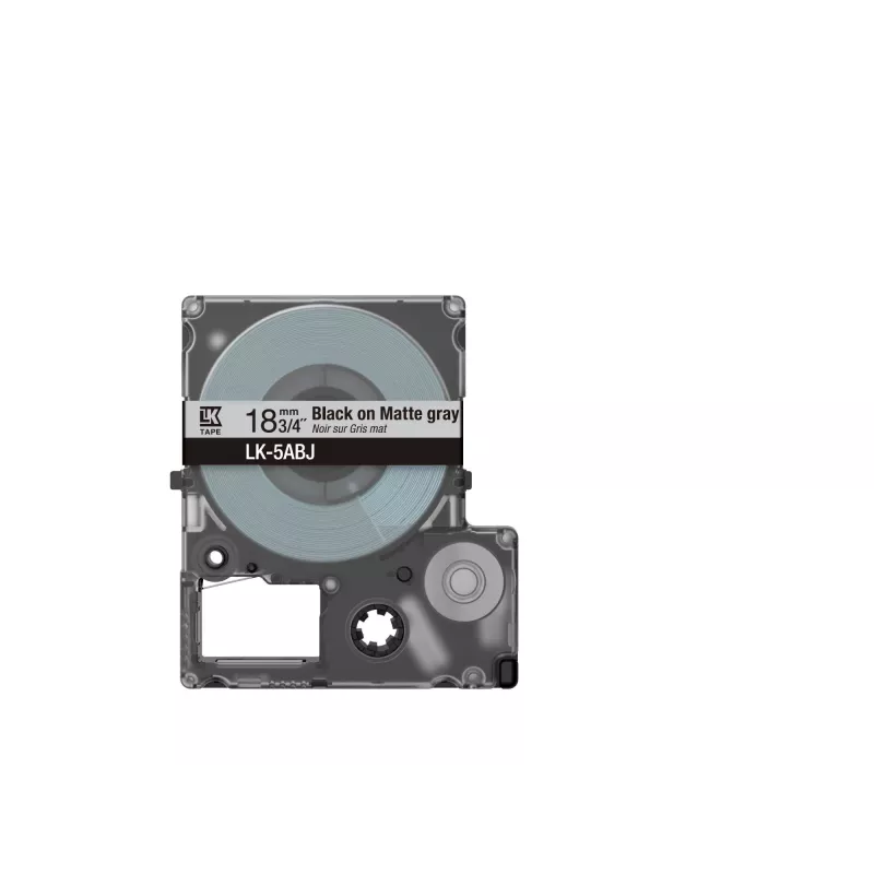 Epson Mattes Band – Grau/Schwarz 18 mm (8 m) – LK-5ABJ, Schwarz auf Grau, LK, Rhino, LabelWorks LW-C410, LabelWorks LW-C610, 1,8 cm, 8 m