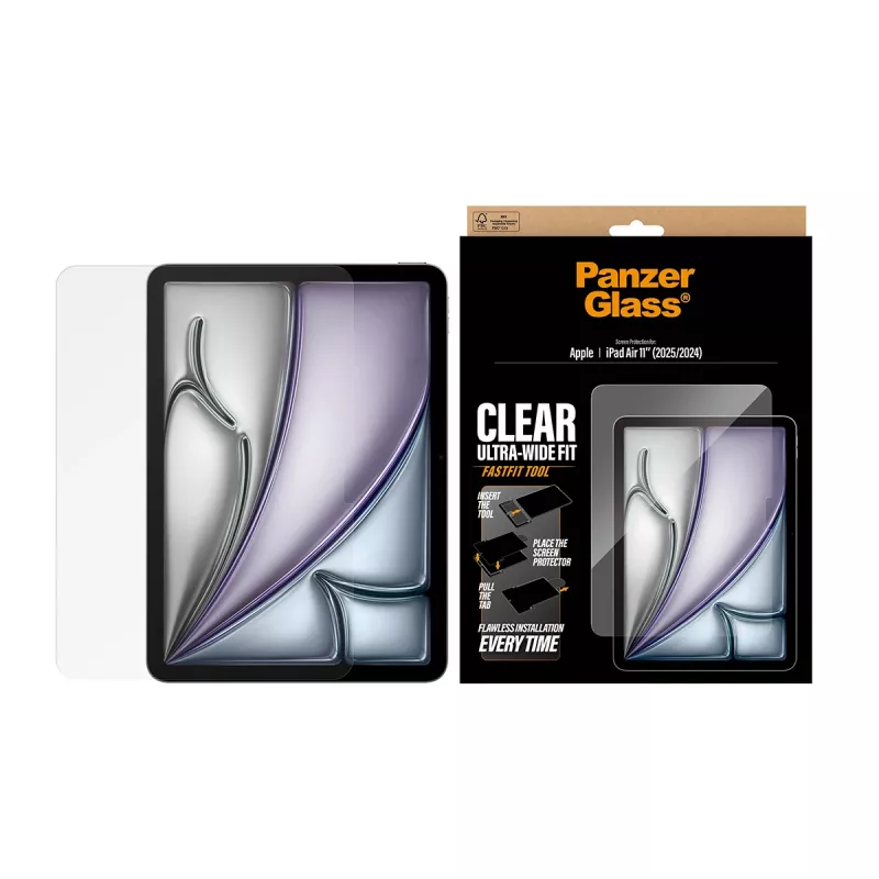 Bildschirmschutz PanzerGlass für iPad Air 11 Zoll (2024–2026) Ultra‑Wide Fit, gehärtetes Glas, FastFit-Werkzeug