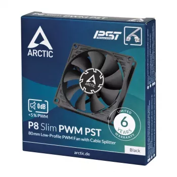 Lüfter Arctic P8 schlank PWM PST 80mm Low-Profile 38,23 m³/h Fluiddynamisches Lager Schwarz