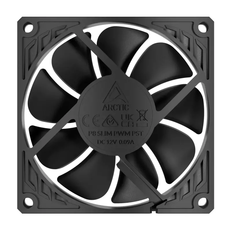 Lüfter Arctic P8 schlank PWM PST 80mm Low-Profile 38,23 m³/h Fluiddynamisches Lager Schwarz