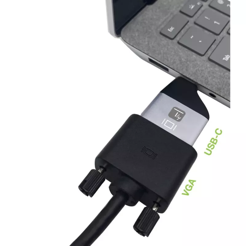 Techly IADAP USBC-VGAC USB-Grafikadapter 1920 x 1200 Pixel Schwarz, Silber