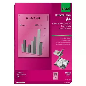 Druckerfolie Laser Sigel LF419 A4 210×297 mm Transparent 100 Blatt