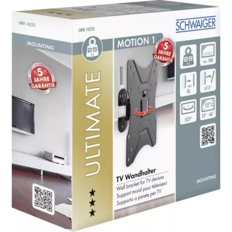 TV-Wandhalterung Schwaiger LWH14225 513 Schwarz